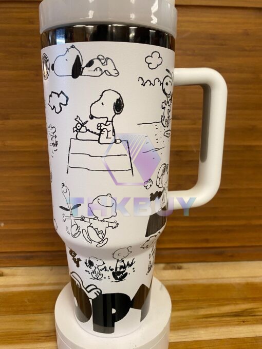 Snoopy White And Black Dog 40oz Stanley Tumbler - Image 3