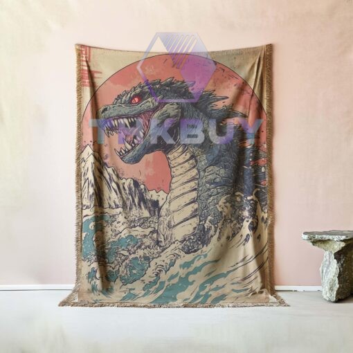 Giant Monster Godzilla Woven Blanket - Image 2
