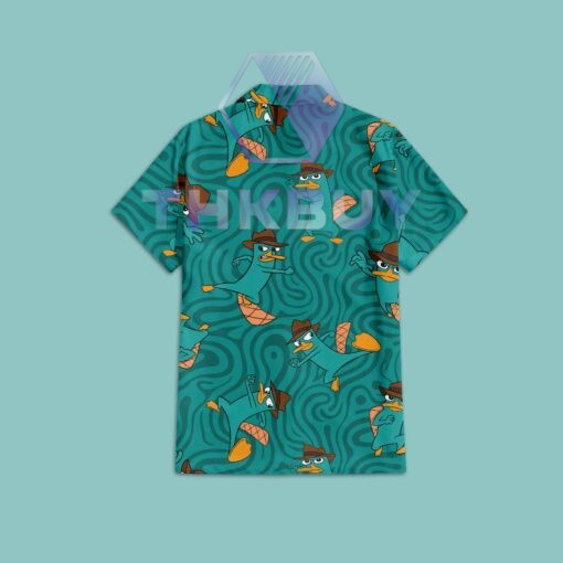 Perry the Platypus in Phineas and Ferb Swirling Hawaiian Shirt - Image 2