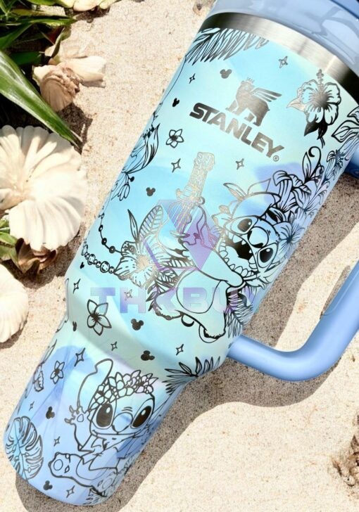 Personalized Stitch Floral Cute 40oz Stanley Tumbler - Image 2