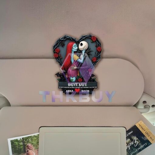 Personalized Jack & Sally Couple Car Visor Clip - Image 3