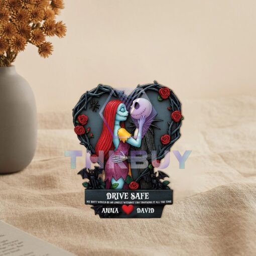 Personalized Jack & Sally Couple Car Visor Clip