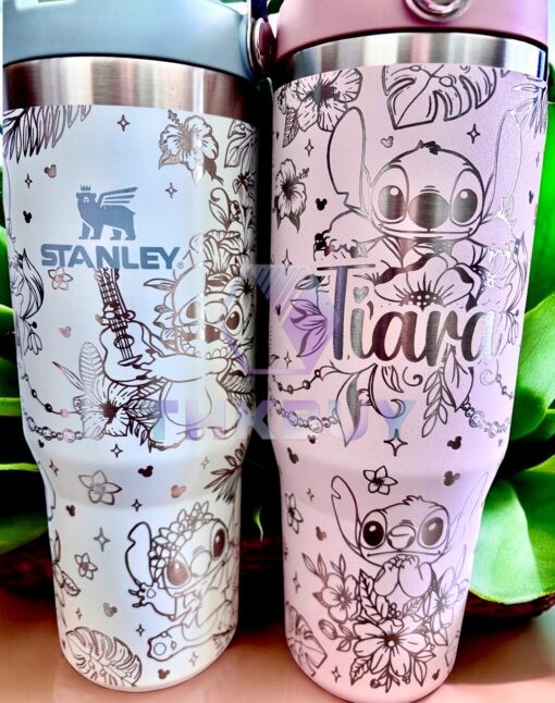 Personalized Stitch Floral Cute 40oz Stanley Tumbler - Image 4