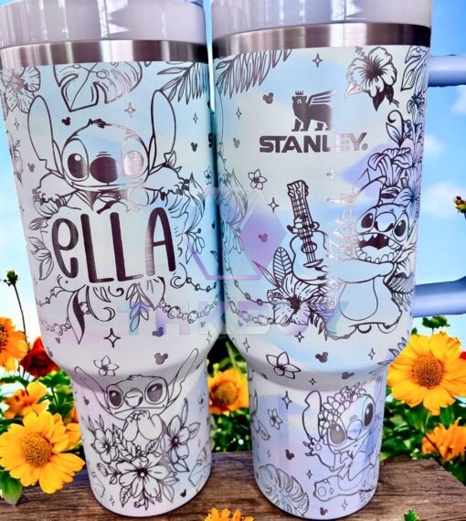 Personalized Stitch Floral Cute 40oz Stanley Tumbler