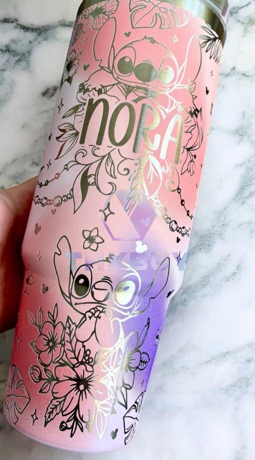 Personalized Stitch Floral Cute 40oz Stanley Tumbler - Image 3