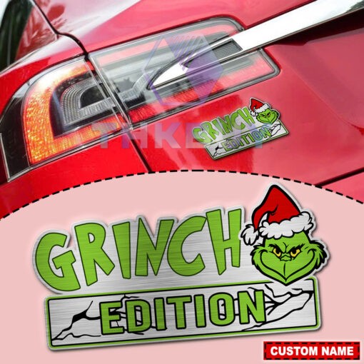 Personalized The Grinch Edition Laser Engraved Car Name Badge Version 1