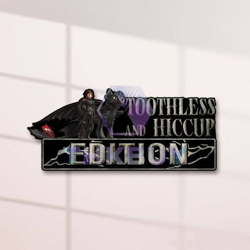 Toothless And Hiccup Edition Laser Engraved or 3D Inlayed Car Name Badge - Image 2