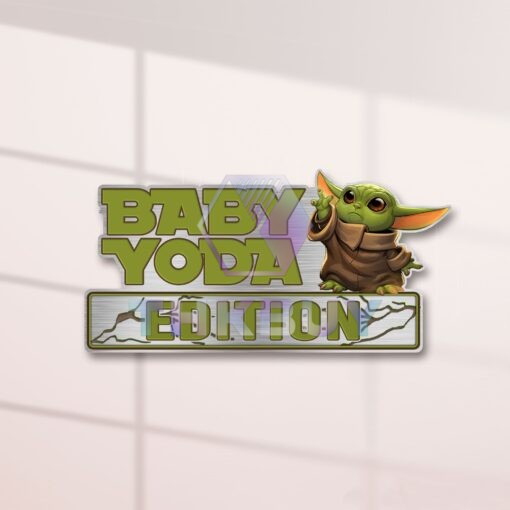 Baby Yoda Star Wars Edition Laser Engraved or 3D Inlayed Car Name Badge - Image 2