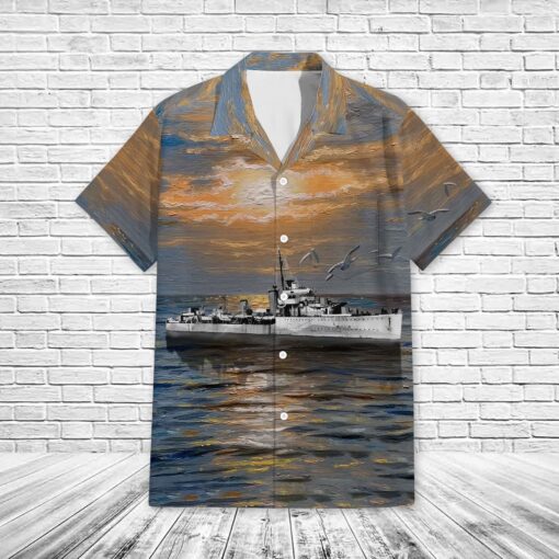 Royal Navy HMS Fury (H76) Pocket Regular Hawaiian Shirt - Image 2
