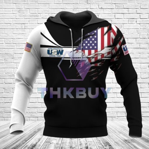 USW local 7687 AOP Unisex Hoodie - Image 3