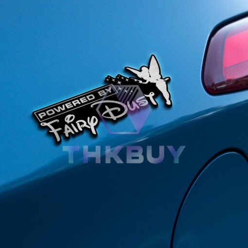 Tinkerbell Powered By Fairy Dust Laser Engraved or 3D Inlayed Car Name Badge - Image 2