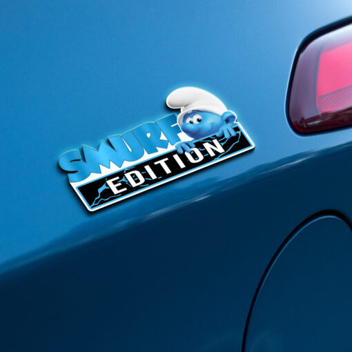 Personalized Smurf Edition Laser Engraved or 3D Inlayed Car Name Badge - Image 3