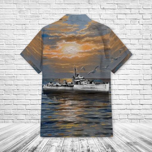 Royal Navy HMS Fury (H76) Pocket Regular Hawaiian Shirt - Image 3