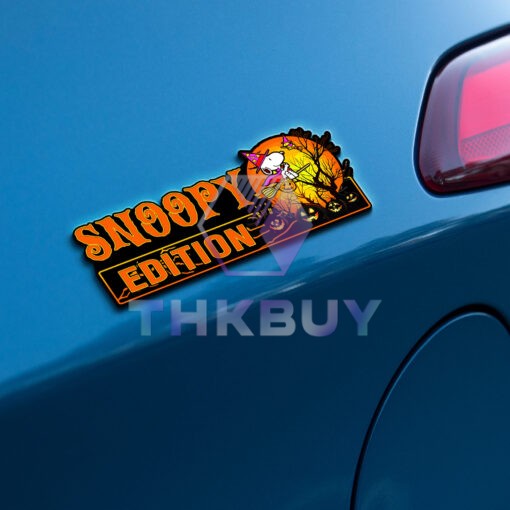 Snoopy Halloween Edition Laser Engraved or 3D Inlayed Car Name Badge - Image 3