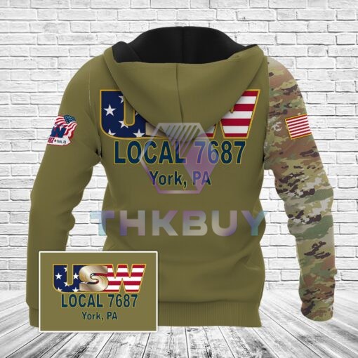 USW local 7687 Camo Version AOP Unisex Hoodie - Image 3