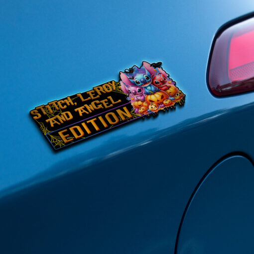 Stitch, Leroy, and Angel Halloween Edition Laser Engraved or 3D Inlayed Car Name Badge - Image 2