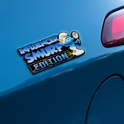 Influencer Smurf Edition Laser Engraved or 3D Inlayed Car Name Badge - Image 2