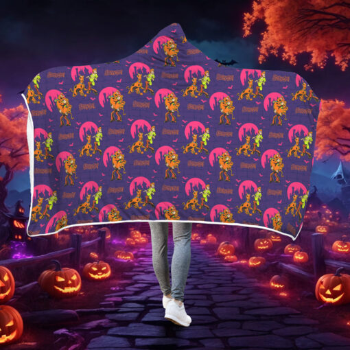 Scooby Doo Ruh-Roh Bricks Purple Halloween AOP Hooded Blanket - Image 2