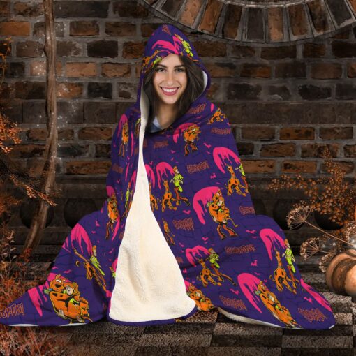 Scooby Doo Ruh-Roh Bricks Purple Halloween AOP Hooded Blanket