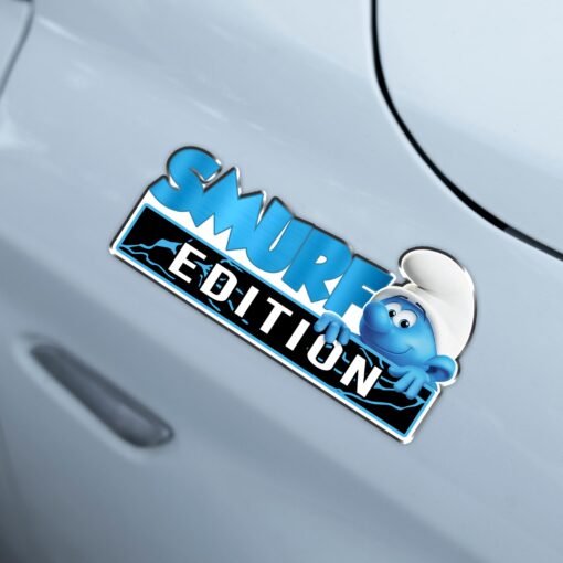 Personalized Smurf Edition Laser Engraved or 3D Inlayed Car Name Badge - Image 4