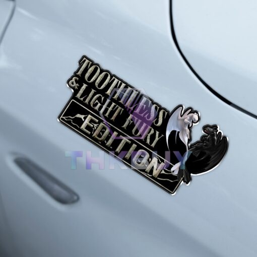 Toothless And Light Fury Edition Laser Engraved or 3D Inlayed Car Name Badge - Image 3