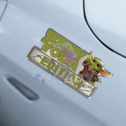 Baby Yoda Star Wars Edition Laser Engraved or 3D Inlayed Car Name Badge - Image 4
