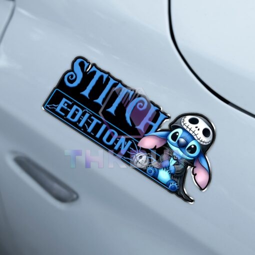 Stitch as Jack Halloween Edition Laser Engraved or 3D Inlayed Car Name Badge - Image 4