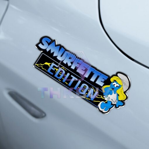 Smurfette Edition Laser Engraved or 3D Inlayed Car Name Badge - Image 4