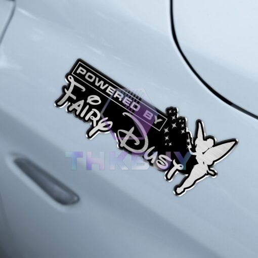 Tinkerbell Powered By Fairy Dust Laser Engraved or 3D Inlayed Car Name Badge - Image 3