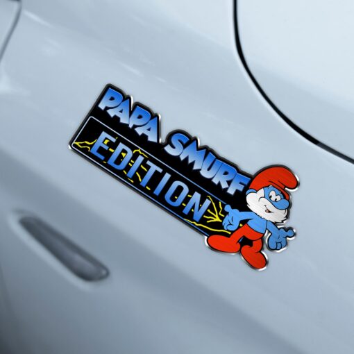 Papa Smurf Edition Laser Engraved or 3D Inlayed Car Name Badge - Image 3