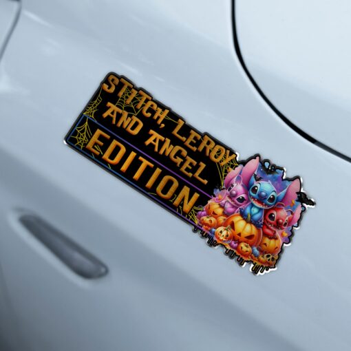 Stitch, Leroy, and Angel Halloween Edition Laser Engraved or 3D Inlayed Car Name Badge - Image 3