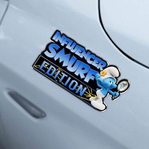 Influencer Smurf Edition Laser Engraved or 3D Inlayed Car Name Badge - Image 3