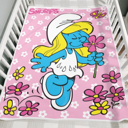 Smurfette And Flowers Blanket - Image 5