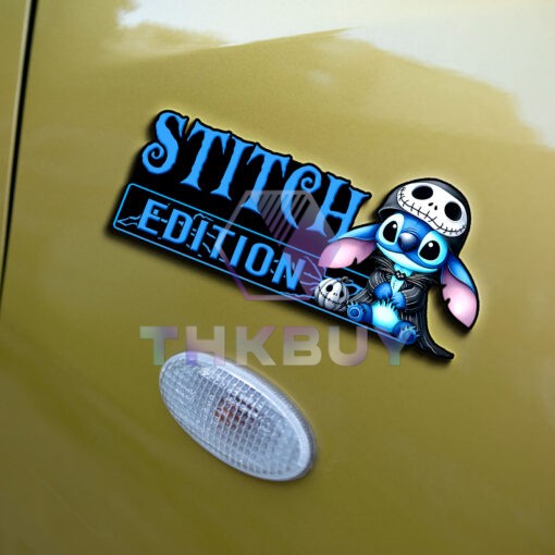 Stitch as Jack Halloween Edition Laser Engraved or 3D Inlayed Car Name Badge - Image 5