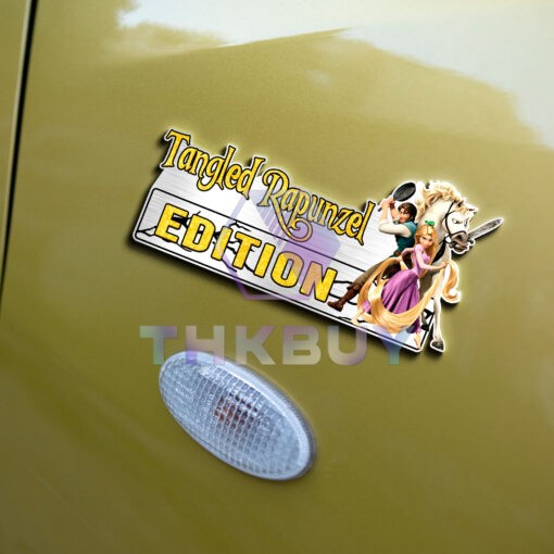 Tangled Rapunzel Edition Laser Engraved or 3D Inlayed Car Name Badge - Image 5