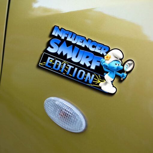 Influencer Smurf Edition Laser Engraved or 3D Inlayed Car Name Badge - Image 4