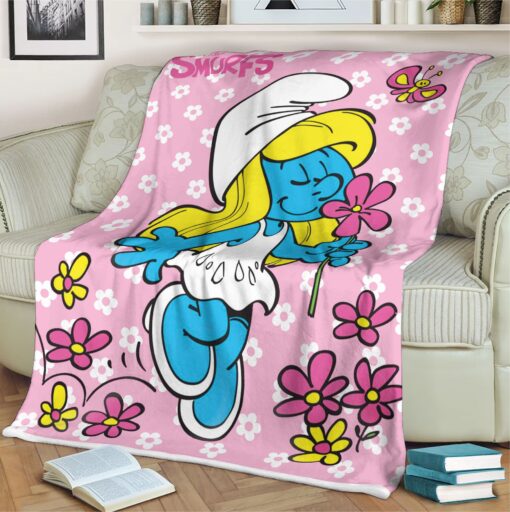 Smurfette And Flowers Blanket - Image 4