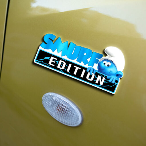 Personalized Smurf Edition Laser Engraved or 3D Inlayed Car Name Badge - Image 6