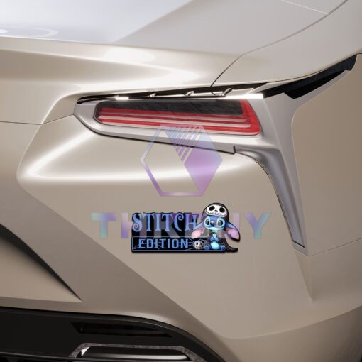 Stitch as Jack Halloween Edition Laser Engraved or 3D Inlayed Car Name Badge - Image 6