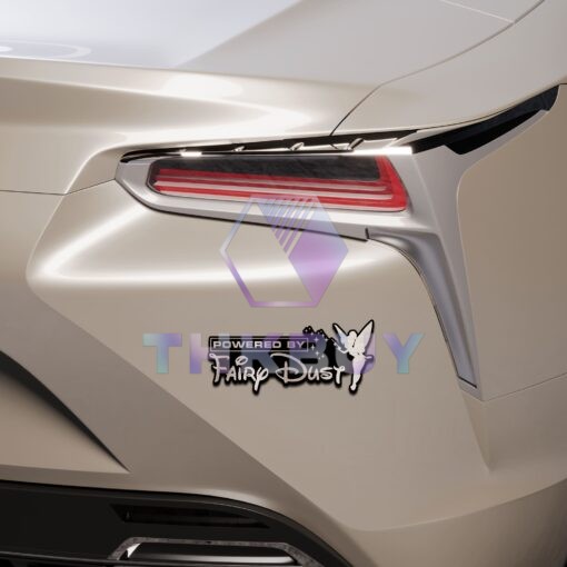 Tinkerbell Powered By Fairy Dust Laser Engraved or 3D Inlayed Car Name Badge - Image 5