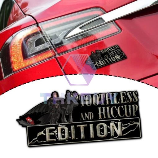 Toothless And Hiccup Edition Laser Engraved or 3D Inlayed Car Name Badge