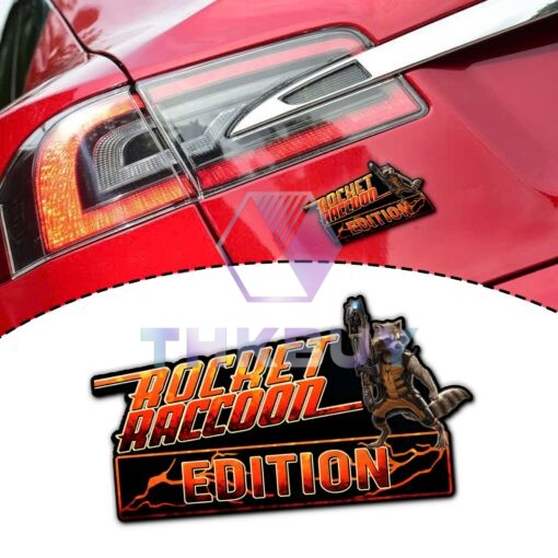 Rocket Raccoon Edition Laser Engraved or 3D Inlayed Car Name Badge