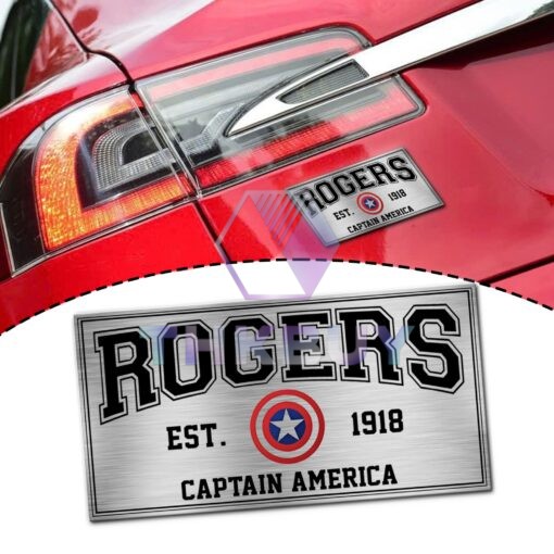 Rogers Captain America Edition Laser Engraved or 3D Inlayed Car Name Badge