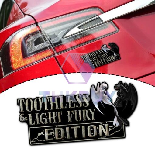 Toothless And Light Fury Edition Laser Engraved or 3D Inlayed Car Name Badge