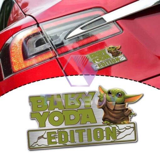Baby Yoda Star Wars Edition Laser Engraved or 3D Inlayed Car Name Badge