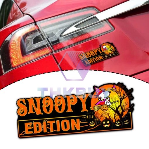 Snoopy Halloween Edition Laser Engraved or 3D Inlayed Car Name Badge
