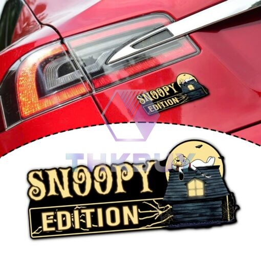 Snoopy Halloween Edition Laser Engraved or 3D Inlayed Car Name Badge
