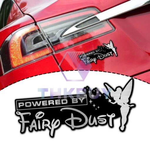 Tinkerbell Powered By Fairy Dust Laser Engraved or 3D Inlayed Car Name Badge