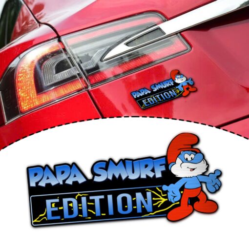 Papa Smurf Edition Laser Engraved or 3D Inlayed Car Name Badge
