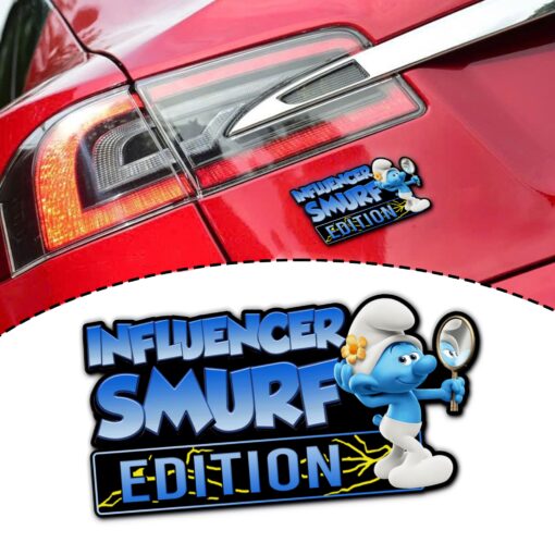 Influencer Smurf Edition Laser Engraved or 3D Inlayed Car Name Badge